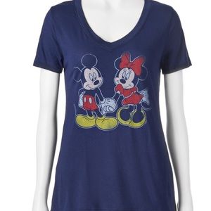 Mickey Minnie Mouse Disney graphic Tee juniors L